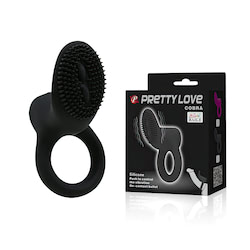 Anel peniano com vibrador e estimulador de clitóris feitos de silicone - PRETTY LOVE