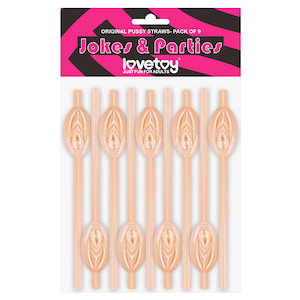 Kit com 9 Canudos Vagina Original Pussy Straws Bege - LOVETOY