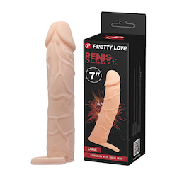 Capa peniana com extensor de 5 cm e anel para escroto - PRETTY LOVE