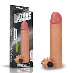 Capa peniana com extensor de 5 cm, estimulador de clitóris e cápsula vibratória - LOVETOY