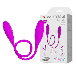 Vibrador duplo com 7 modos de vibração,feito de silicone, material macio com toque aveludado  - PRETTY LOVE