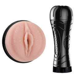 Masturbador masculino. Com formato de vagina, simulando textura. Tubo em forma de lanterna, bem discreto e facilita o manuseio - VIPMIX