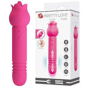 Mini Vibrador Duplo Com 7 Modos De Vai e Vem,7 Modos De Vibração e 7 Movimentos De Língua - Chaley - PRETTY LOVE