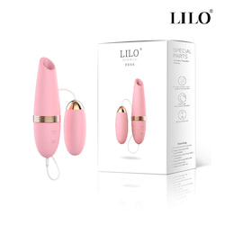 Cápsula vibratória com bullet, possui 10 níveis de vibração sendo uma das cápsulas e a outra com um bocal de sucção em sua parte superior com 10 níveis de sucção, permitindo estimulo duplo - LILO