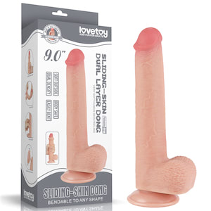 Pênis Realístico 22x3,7 cm - Sliding Skin Dual Layer Dong Flesh - LOVETOY