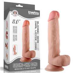 Prótese realística 21 cm, com camada de dupla densidade, macio por fora e interior firme, possui escroto, veias, glande saliente e ventosa de fixação - LOVETOY