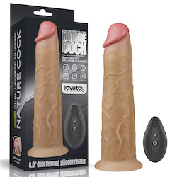 Pênis Dupla Densidade Rotativo com controle remoto 20,5x4,8 cm Dual Layered Platinum Silicone Rotator - LOVETOY