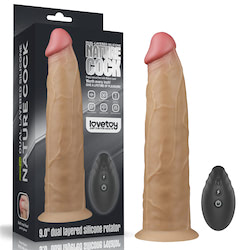 Pênis Dupla Densidade Rotativo com controle remoto 22,5x4,9 cm Dual Layered Platinum Silicone Rotator - LOVETOY