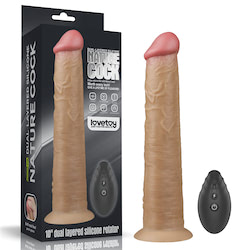 Pênis Dupla Densidade Rotativo com controle remoto 24,4,5 cm Dual Layered Platinum Silicone Rotator - LOVETOY