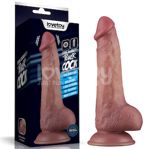 Pênis Dupla Densidade 21,6x4,5 cm Recarregável com 10 Modos de Vibração - 8,5'' Vibrating Dual Density Power Cock - LOVETOY