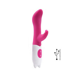 Vibrador G-spot dual recarregável 10 velocidades, possui estimulador clitoriano, controle de velocidade com indicador em LED - VIPMIX