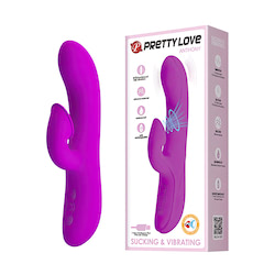 Vibrador em silicone recarregável, com 12 funções de vibração trabalhando diferentes intensidades de sucção do clitóris, atrelados com leves vibrações - PRETTY LOVE