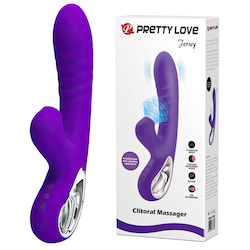 Vibrador Recarregável ao Estilo em Silicone Cirúrgico com 12 Vibrações na ponta e 4 Níveis de Sucção no estimulador de Clitóris - PRETTY LOVE
