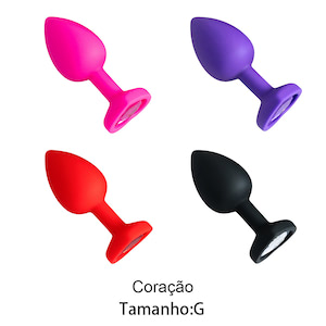 Plug Jóia em Silicone Vermelho com Base em Formato de Coração - Tamanho P - VIPMIX