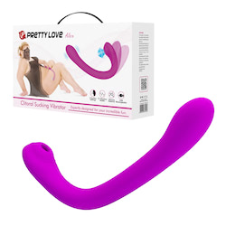 Vibrador com ponta dupla.Com 4 modos de pulsação em uma extremidade, 12 modos de vibração na outra extremidade, flexível, material macio, liso e com toque aveludado - PRETTY LOVE