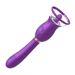 Vibrador de ponto G. Possui sugador de clitóris com língua estimuladora, com 3 modos de sucção e 3 modos de vibração - OLENA