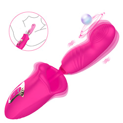 Vibrador de nova estrutura com estimulador em formato de boca,com 10 modos de estimulação na frente,na parte de boca com sucção e 10 modos de estimulação - OLENA