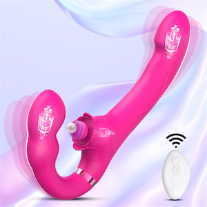Vibrador Duplo 3 em 1.vibrador tipo cinta com estimulação de pulsação com 5 velocidades e 10 modos de vibração introdutória - YOUVIBE
