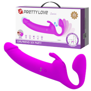 Vibrador Strapless Recarregável com 10 Modos de Vibração e 10 modos de tapa - Zanini - PRETTY LOVE